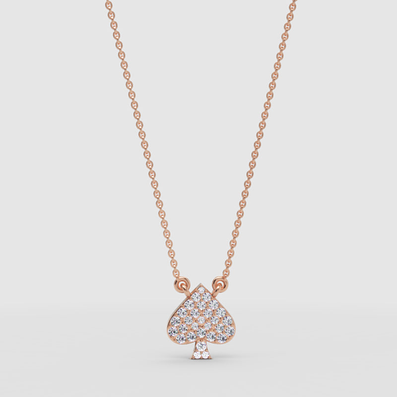 Pav Diamond Spade Pendant Necklace - One