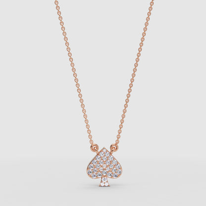 Pav Diamond Spade Pendant Necklace - One