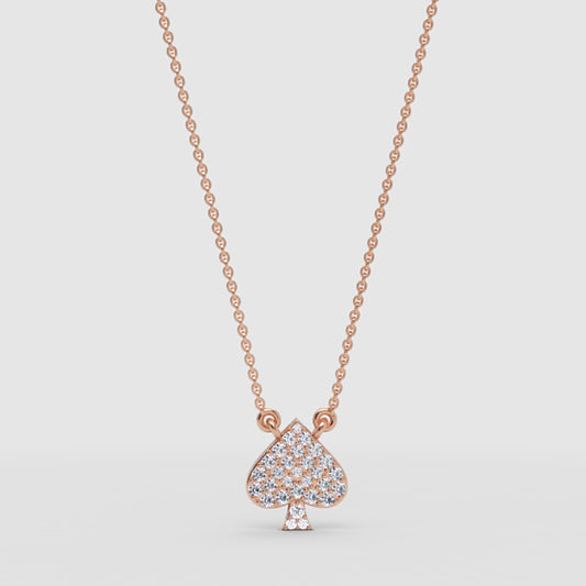 Pav Diamond Spade Pendant Necklace - One