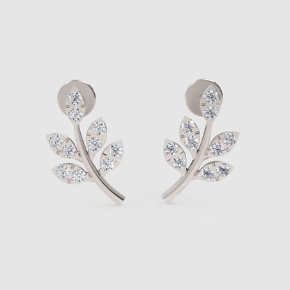 Crystal Leaf Branch Stud Earrings - One