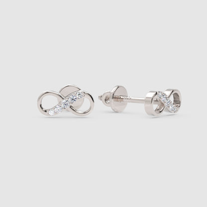 Diamond Infinity Stud Earrings With Screw Back - One
