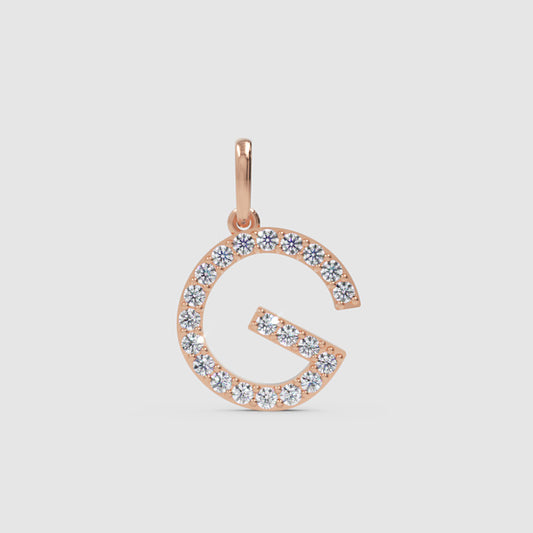 Rose Gold Diamond Initial G Letter Pendant Charm