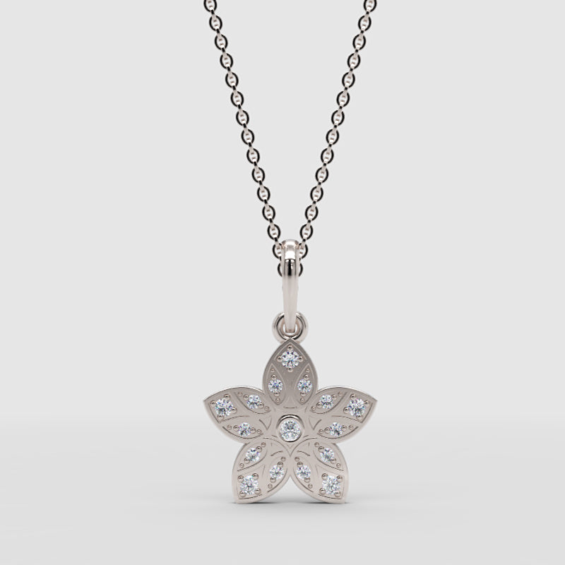 Timeless Diamond Flower Pendant Necklace In White Gold - One