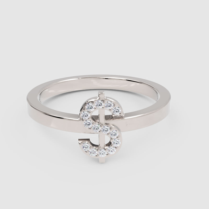 Diamond Dollar Sign Statement Ring - One
