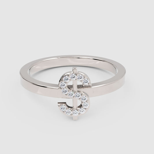 Diamond Dollar Sign Statement Ring - One
