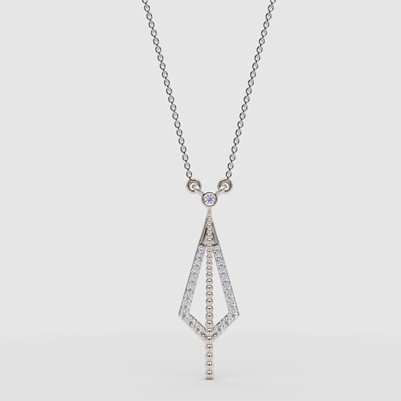 Art Deco Geometric Pendant Necklace With Crystal Accents - One