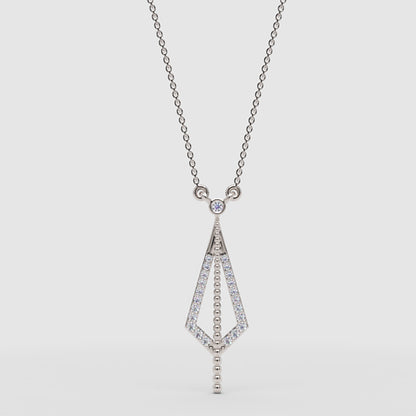 Art Deco Geometric Pendant Necklace With Crystal Accents - One