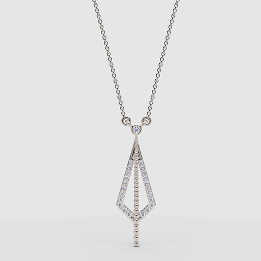 Art Deco Geometric Pendant Necklace with Crystal Accents