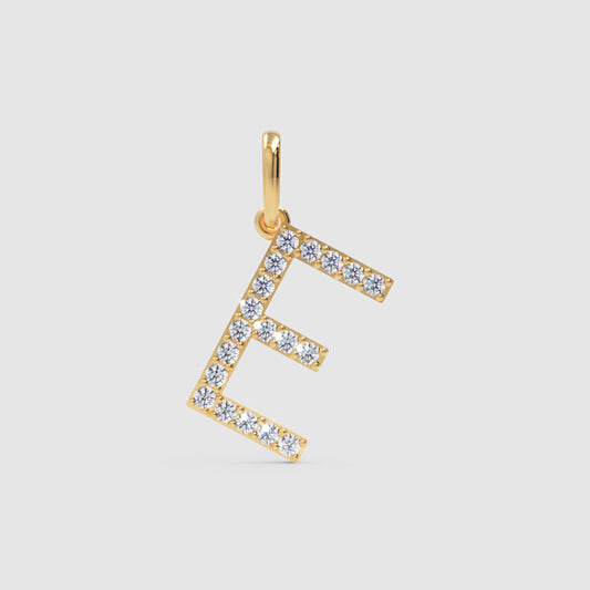 Diamond Letter E Charm Pendant in 14K Yellow Gold