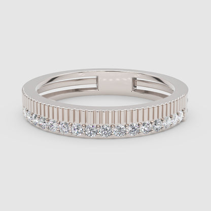 Gold Diamond Band Ring 4Mm – Minimal Textured Wedding Stackable Ring | Jebij - One