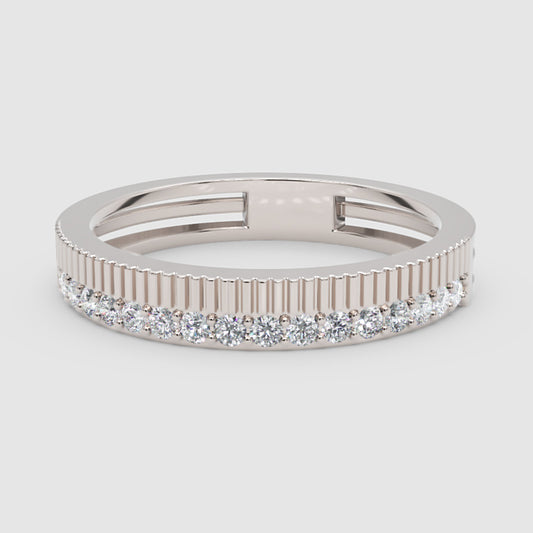 Gold Diamond Band Ring 4Mm – Minimal Textured Wedding Stackable Ring | Jebij - One