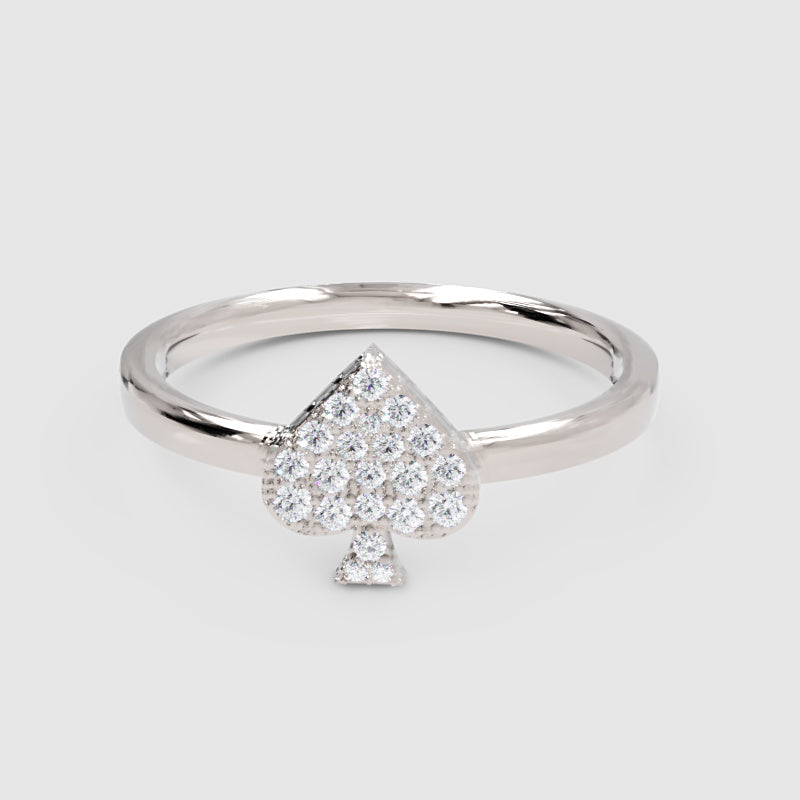 Pav Diamond Spade Stackable Ring - One