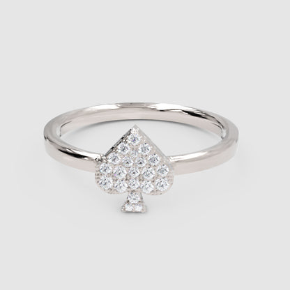 Pav Diamond Spade Stackable Ring - One