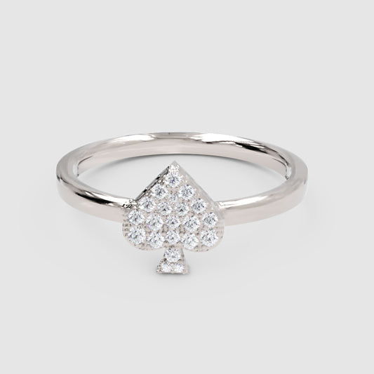 Pav Diamond Spade Stackable Ring - One