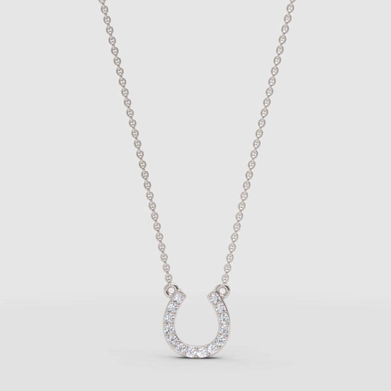 Pav Horseshoe Pendant Necklace - One