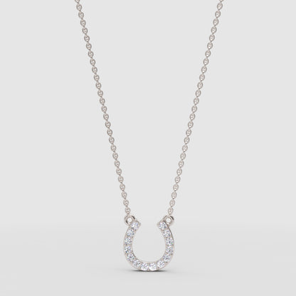 Pav Horseshoe Pendant Necklace - One