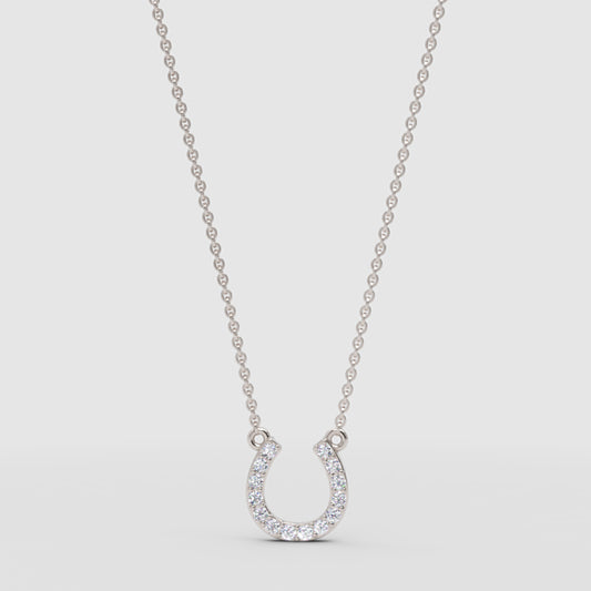 Pav Horseshoe Pendant Necklace - One