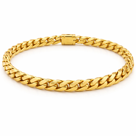 Cuban Link Chain Bracelet With Box Clasp - One
