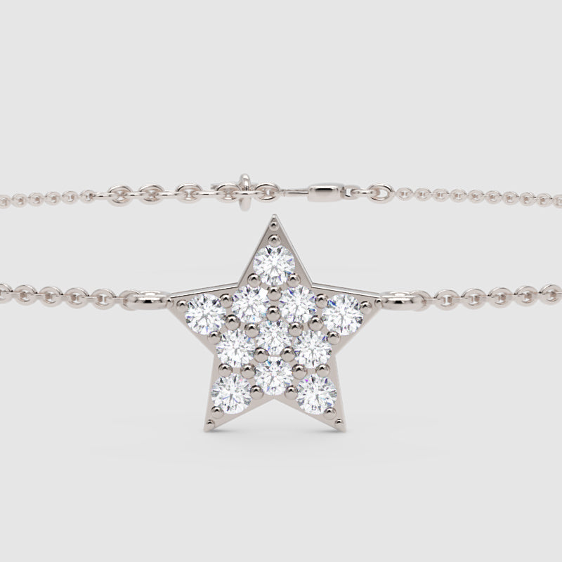 Pav Diamond Star Pendant Necklace - One