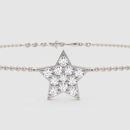 Pav Diamond Star Pendant Necklace - One