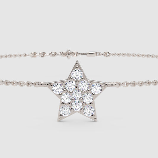 Pav Diamond Star Pendant Necklace - One