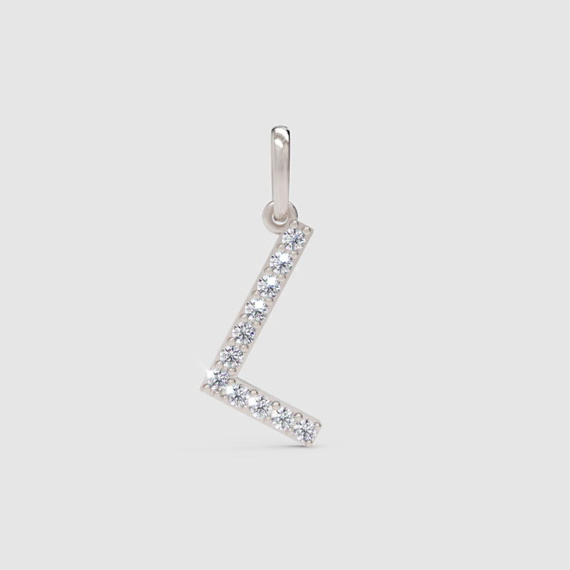 Diamond Initial L Pendant in White Gold