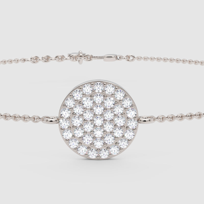 Pav Diamond Circle Disc Bracelet - One