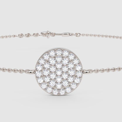Pav Diamond Circle Disc Bracelet - One