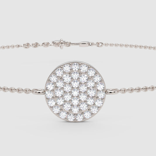 Pav Diamond Circle Disc Bracelet - One