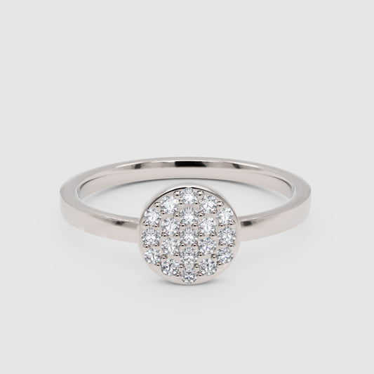 Pav Diamond Cluster Ring with Slim Band