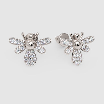 Pav Crystal Bee Stud Earrings - One