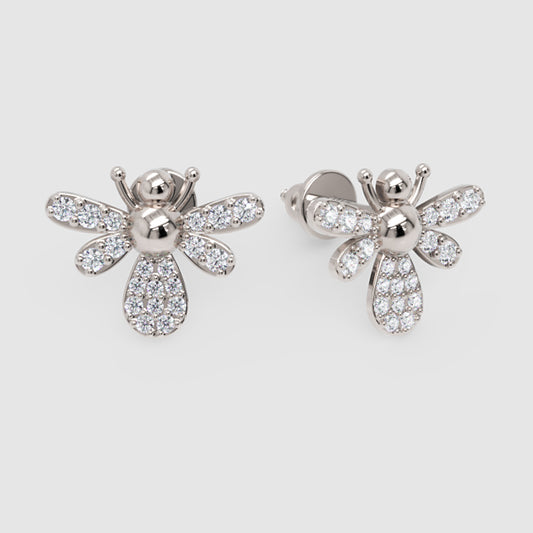 Pav Crystal Bee Stud Earrings - One