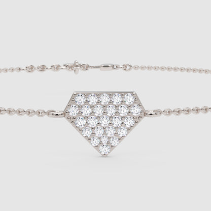 Pav Diamond Geometric Hexagon Bracelet - One