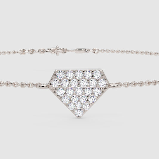 Pav Diamond Geometric Hexagon Bracelet - One