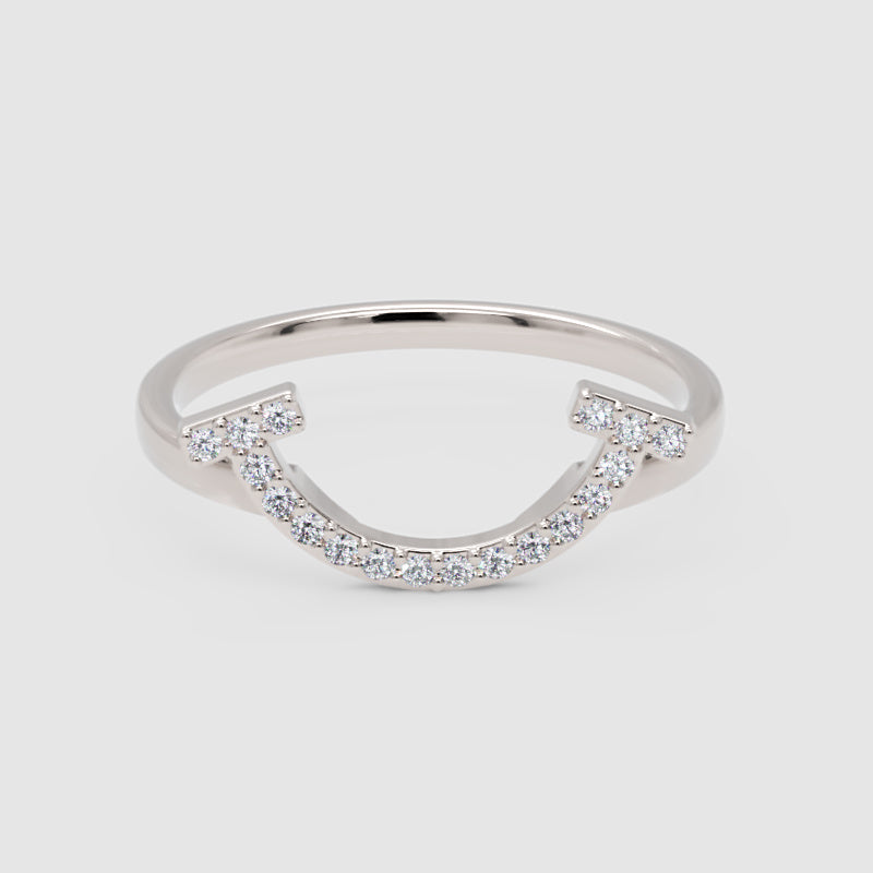Diamond Horseshoe Ring In White Gold - One