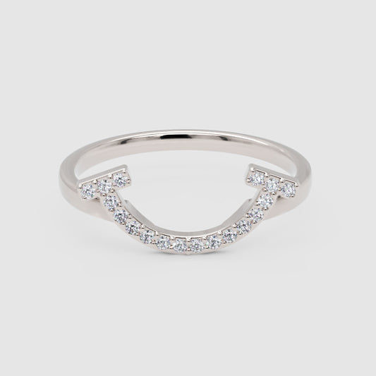 Diamond Horseshoe Ring In White Gold - One