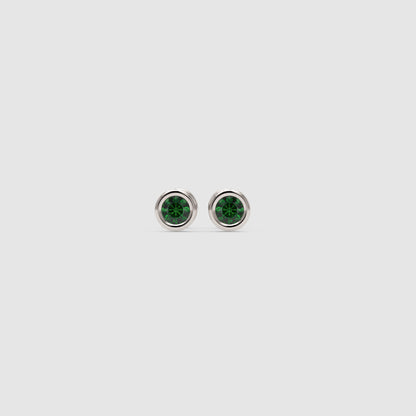 Green Crystal Bezel Set Stud Earrings - Five