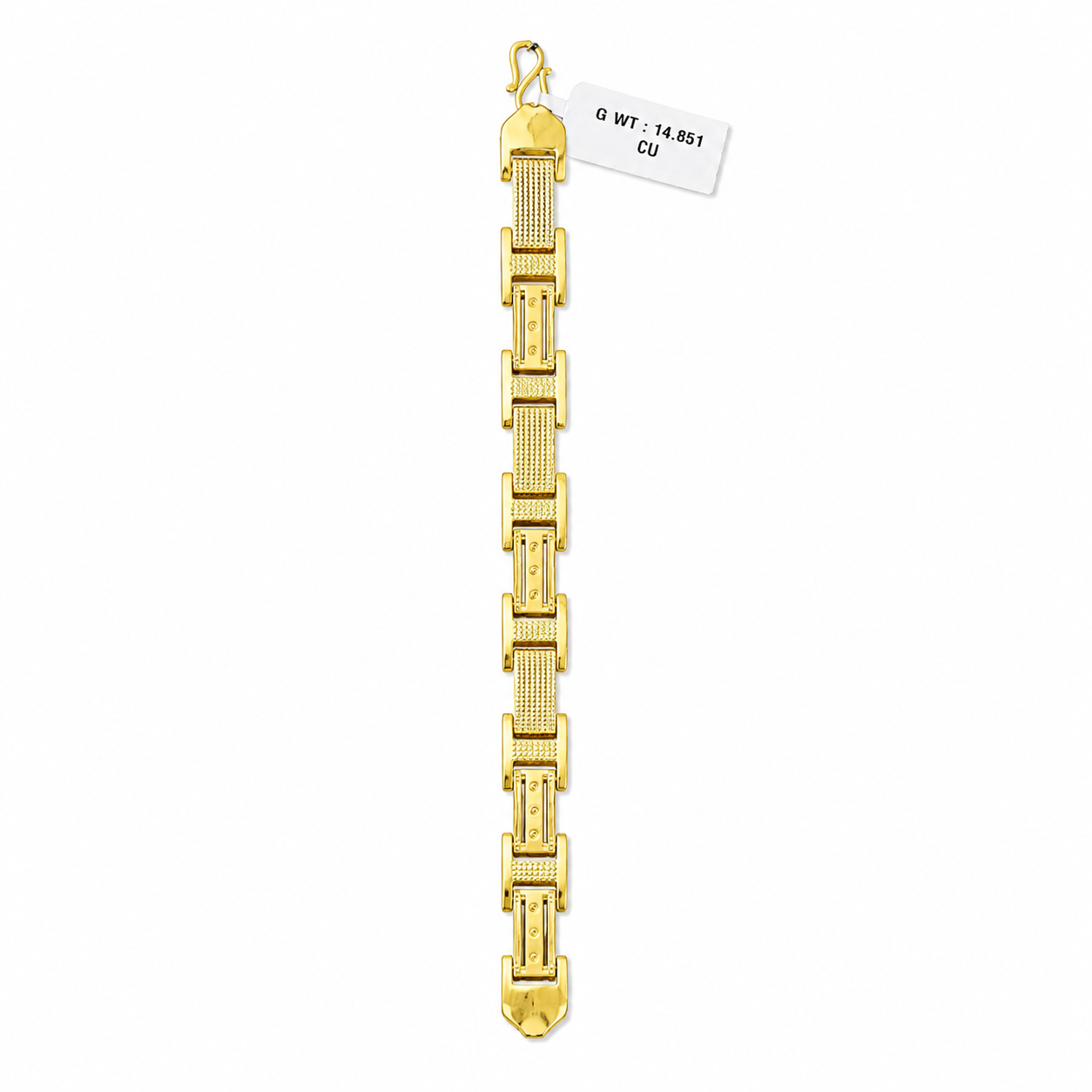Textured Mesh And Bar Link Bracelet With Lobster Clasp - One