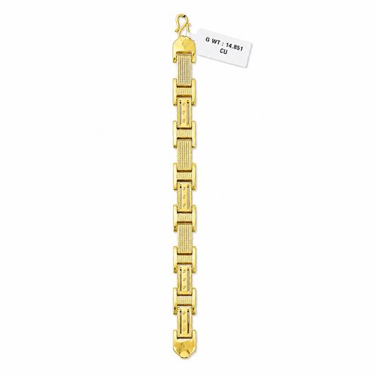 Textured Mesh And Bar Link Bracelet With Lobster Clasp - One