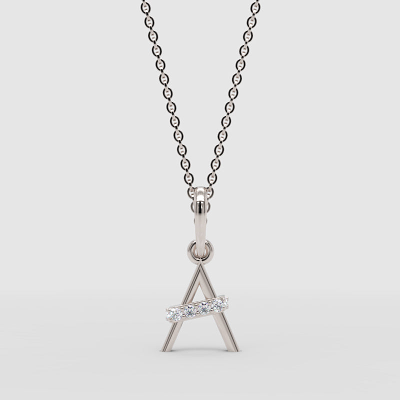 Triangle Pendant Necklace With Pav Crystal Bar Accent - One