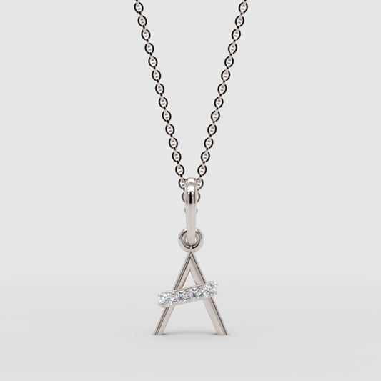 Triangle Pendant Necklace with Pav Crystal Bar Accent