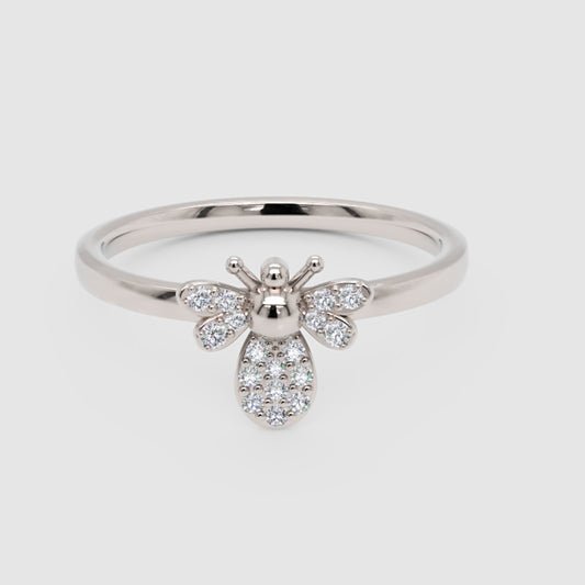 Dainty Bee Ring with Pav Crystal Wings and Body