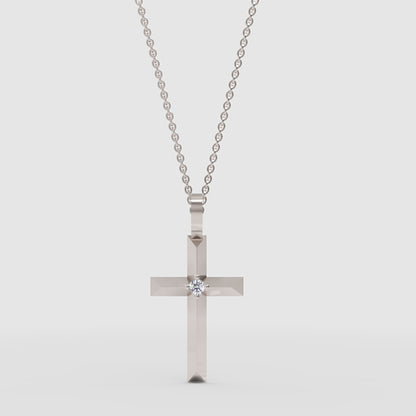 Diamond Cross Pendant Necklace With Chain - One