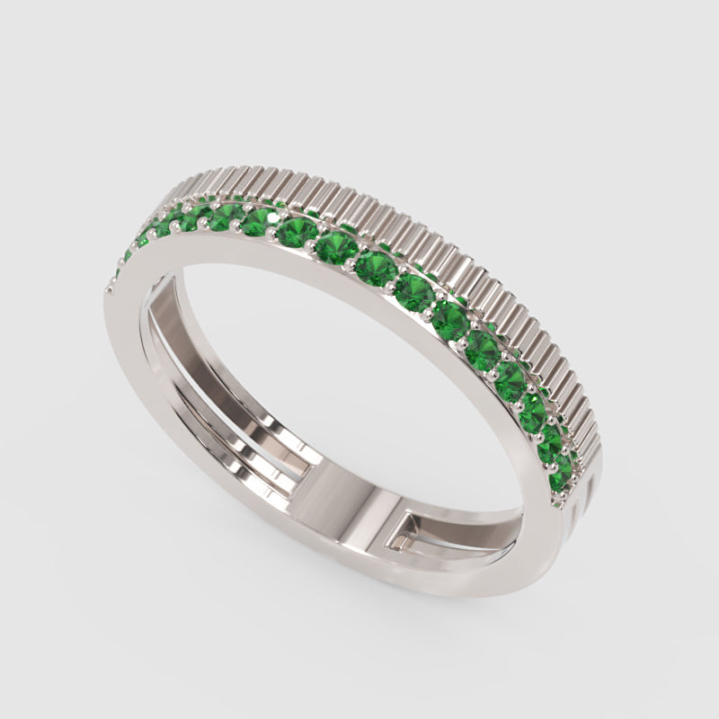 Gold Emerald Band Ring 4Mm – Minimal Textured Stackable Ring | Jebij - Five
