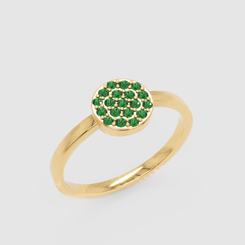 Emerald Pav Disc Stackable Ring - Three