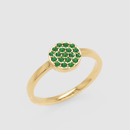 Emerald Pav Disc Stackable Ring - Three