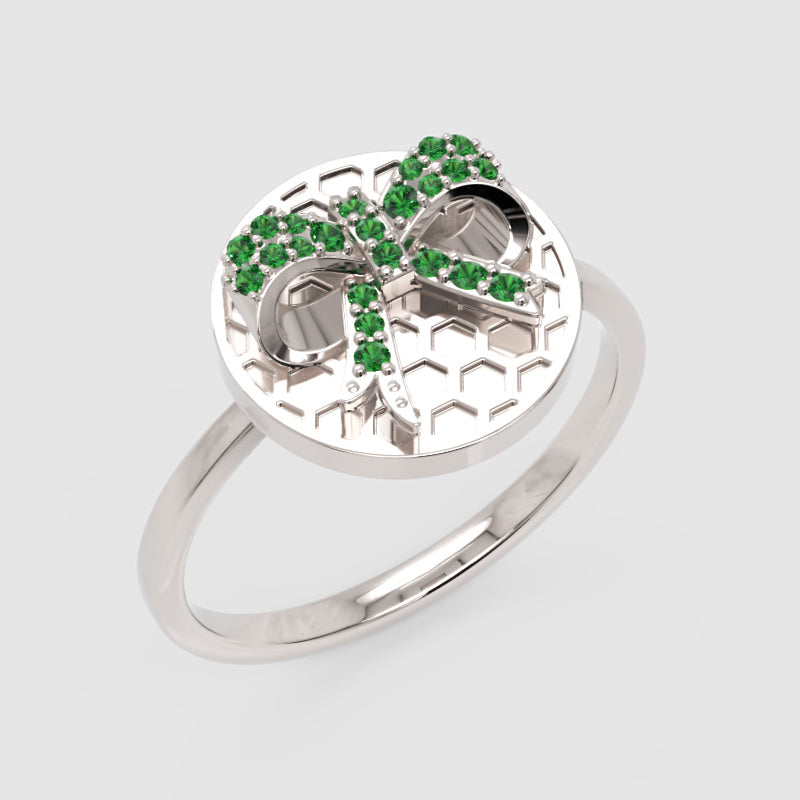 Emerald Honeycomb Disc Ring - Five