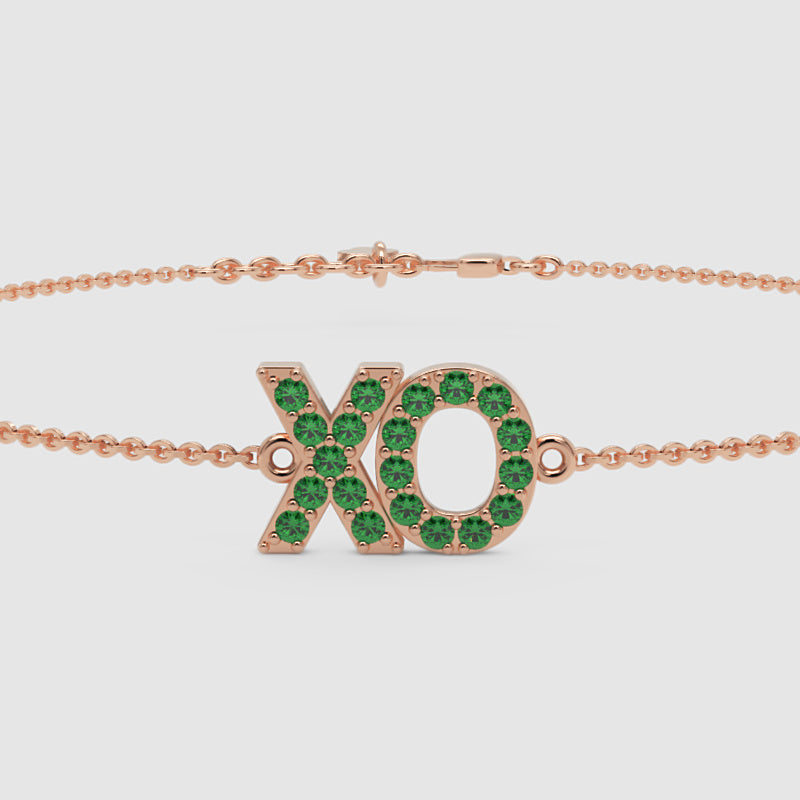 Xo Hugs And Kisses Emerald Bracelet With Chain Link Design - Four