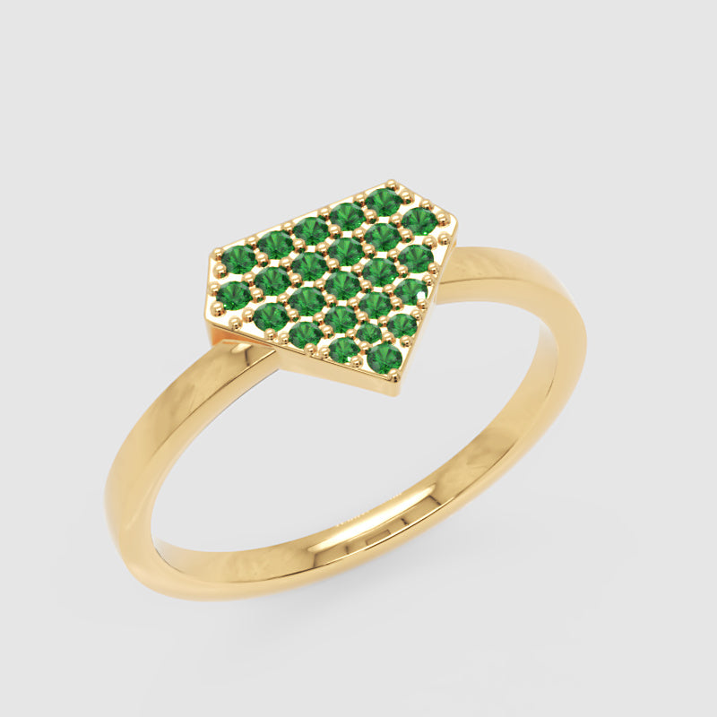 Emerald Pav Diamondshaped Stackable Ring - Three