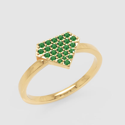 Emerald Pav Diamondshaped Stackable Ring - Three